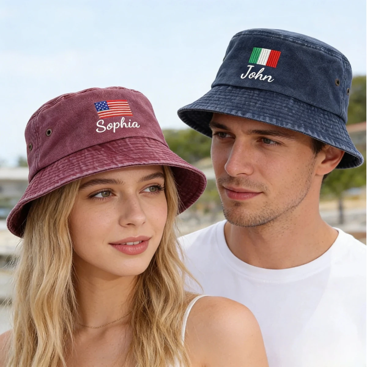 Custom National Flag Bucket Cap Embroidered Flag Bucket Cap Personalized Text Name Sun Hat  Summer Cap for 2026 FIFA World Cup thumbnail 2
