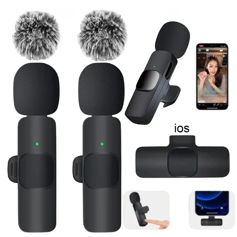 Basix 2.4G Wireless Lavalier Microphone Portable Audio Video Recording Mini Mic for iPhone Android Live Broadcast Gaming Phone thumbnail 2