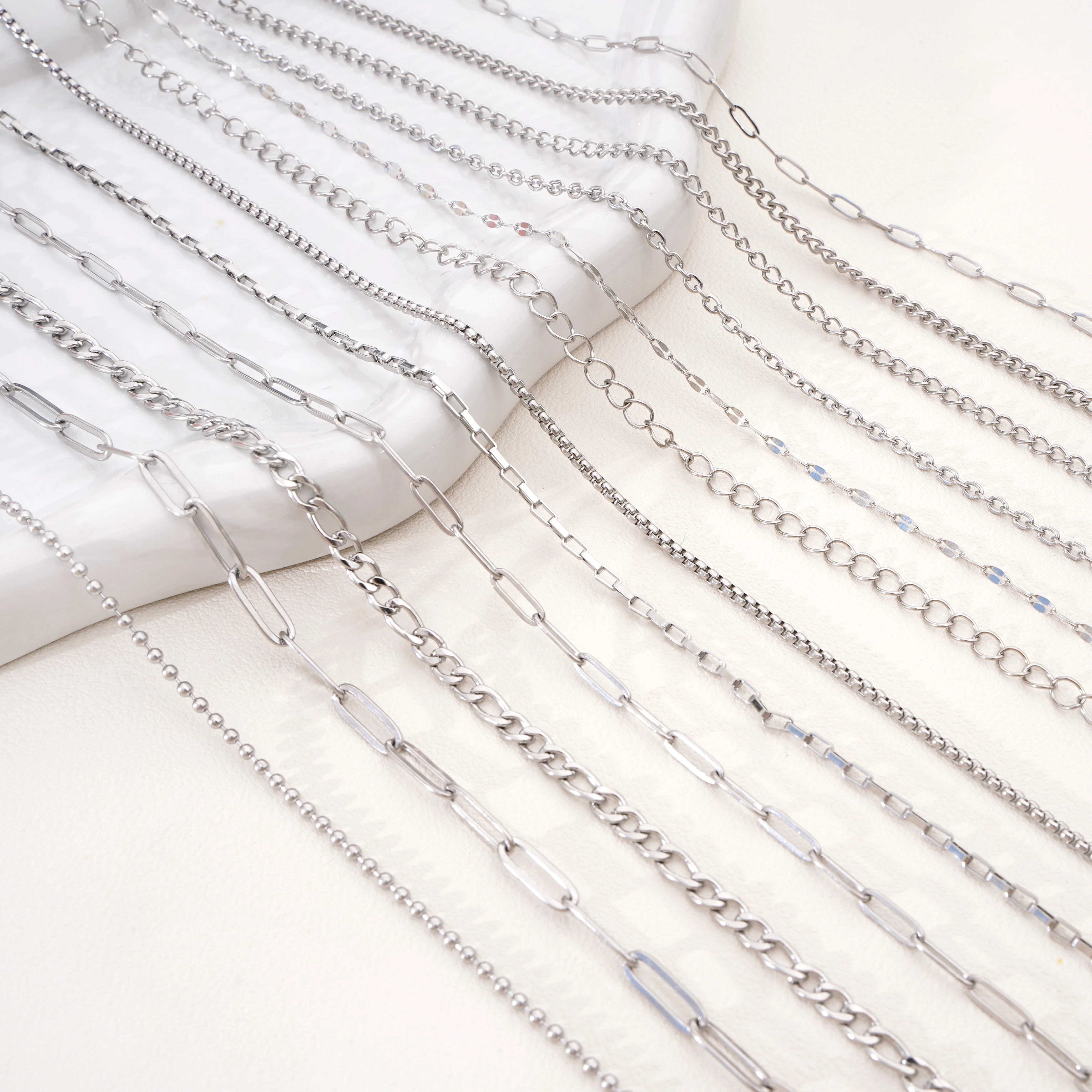 1m Stainless Steel Chain Multi-style Jewelry Chains for Jewelry Making DIY Bracelet Necklace Extender Chain Supplies for Jewelry