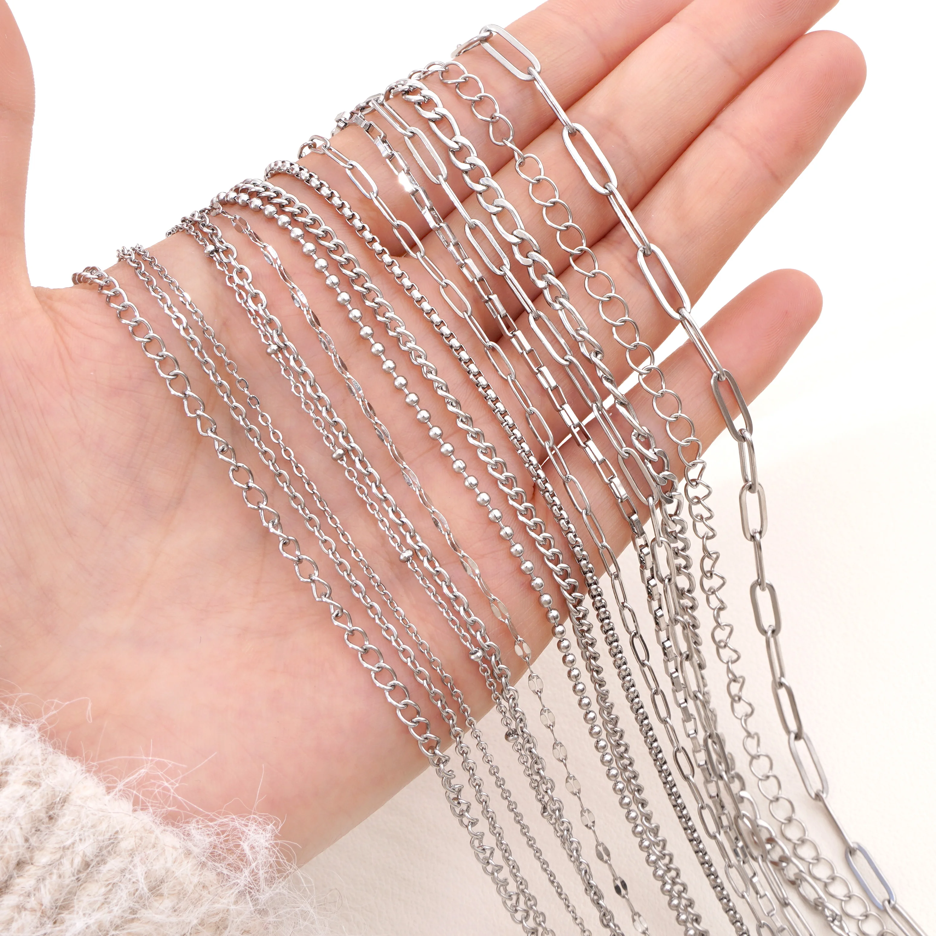 1m Stainless Steel Chain Multi-style Jewelry Chains for Jewelry Making DIY Bracelet Necklace Extender Chain Supplies for Jewelry thumbnail 3