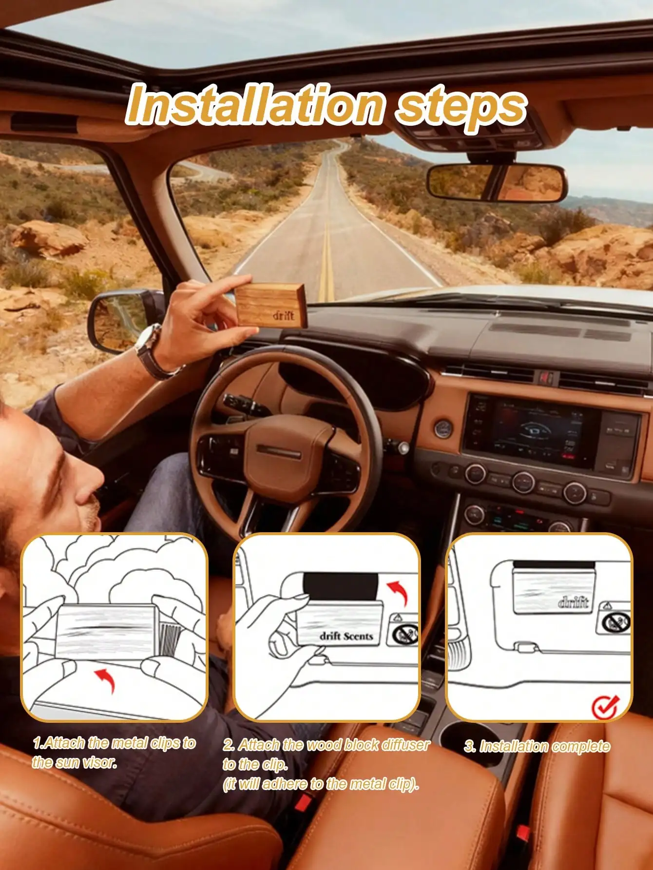 Drift Magnetic Car Air Freshener – Wood Grain Scent Diffuser, Hidden Sun Visor Mount, Long-Lasting Fragrance, Car Perfume Holder thumbnail 5