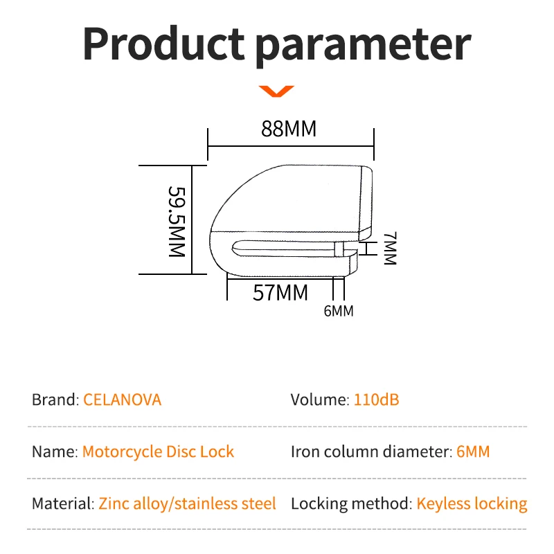 Motorcycle Bicycle Lock Alarm Safety Protection Padlock Disc Aluminum Alloy Anti-Theft Reminder Rope Lock Bag Motorcycle Accesso thumbnail 5