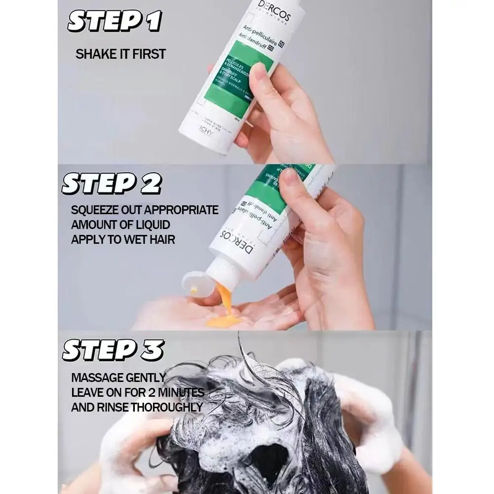 Vichy DERCOS Anti-dandruff Anti-itch Shampoo Refreshing Nourishing Fluffy Shampoo Soothing Scalp Damaged Hair Care Shampoo thumbnail 6