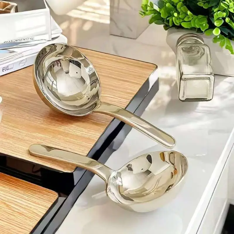 201 Stainless Steel Deepen Tablespoons Soup Ladle Short Handle Large Ramen Bouillon Spoon Kitchen Tableware Cooking Utensils thumbnail 4