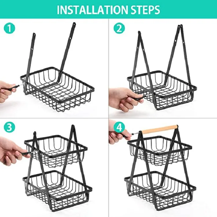 New Detachable Stainless Steel Fruit Basket Kitchen Living Room Desktop Storage Rack Bread Basket Portable Fruit Bowl thumbnail 5