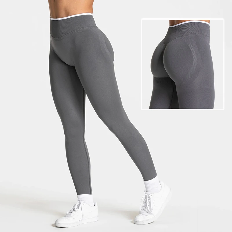Women's High-Rise Seamless Peach Lift Leggings with Colorblock Design - 4-Way Stretch, Tummy Control for Gym, Yoga & Running thumbnail 3