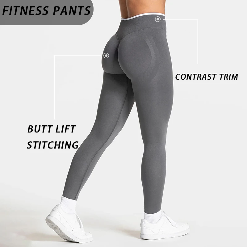 Women's High-Rise Seamless Peach Lift Leggings with Colorblock Design - 4-Way Stretch, Tummy Control for Gym, Yoga & Running thumbnail 2