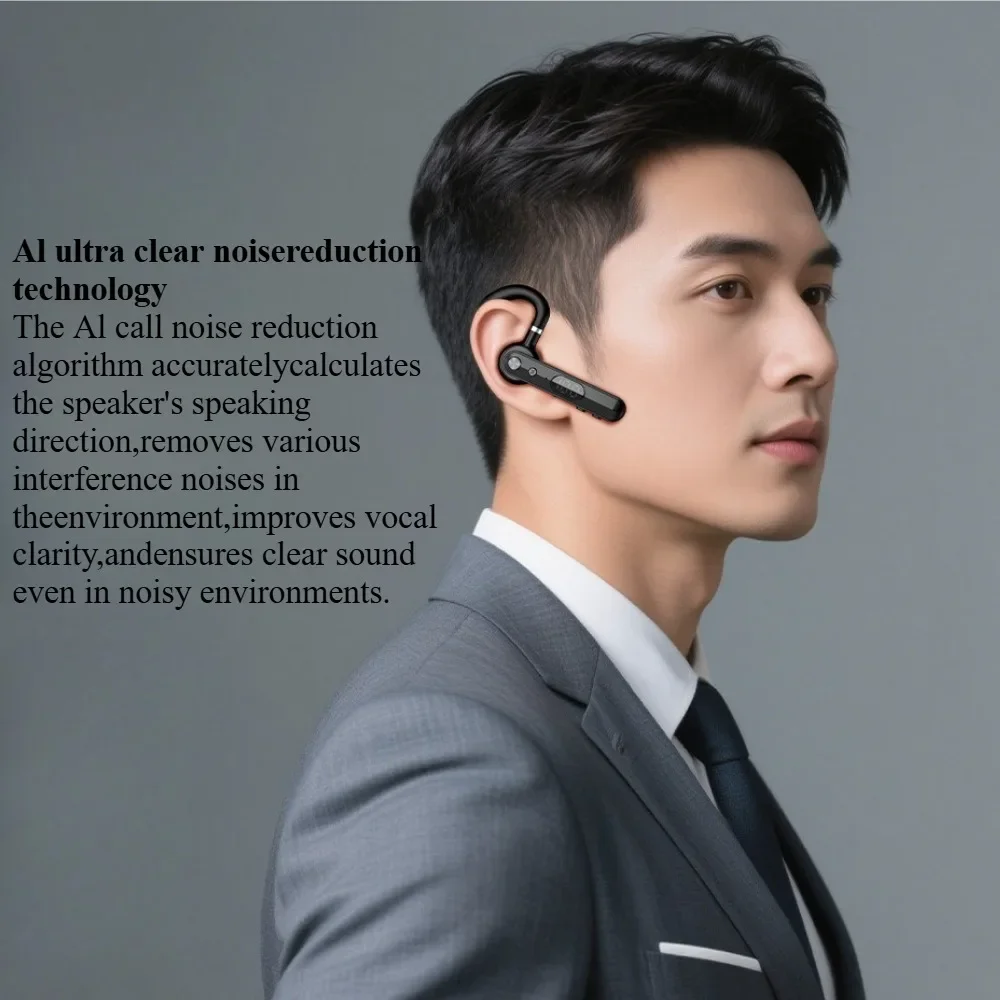 Single Earphone Wireless Bluetooth Headphones Office Business 2025 New Clear Call Noise Cancellation Ultra-Long Battery Life Com thumbnail 3