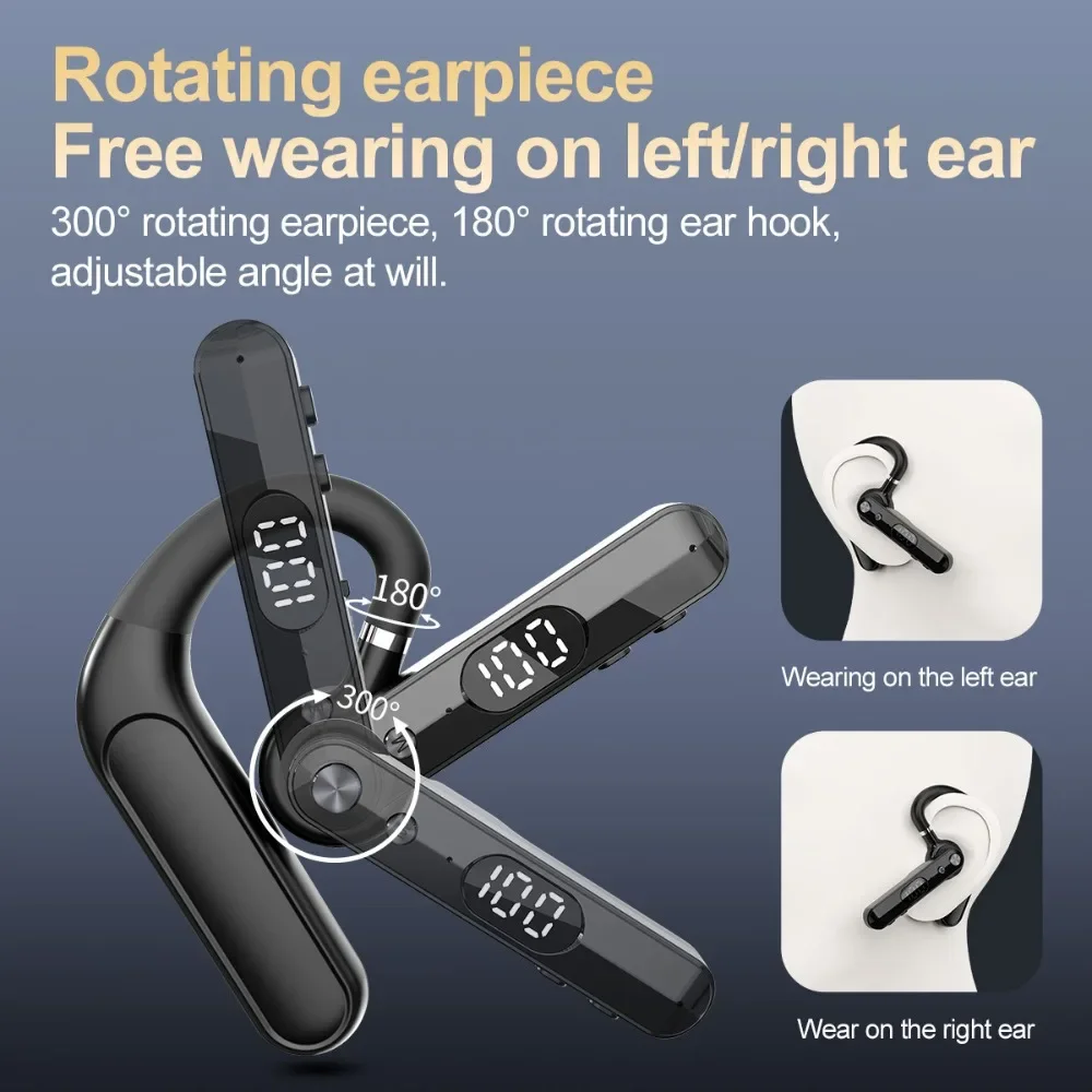 Single Earphone Wireless Bluetooth Headphones Office Business 2025 New Clear Call Noise Cancellation Ultra-Long Battery Life Com thumbnail 5