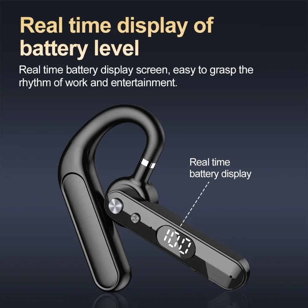 Single Earphone Wireless Bluetooth Headphones Office Business 2025 New Clear Call Noise Cancellation Ultra-Long Battery Life Com thumbnail 2