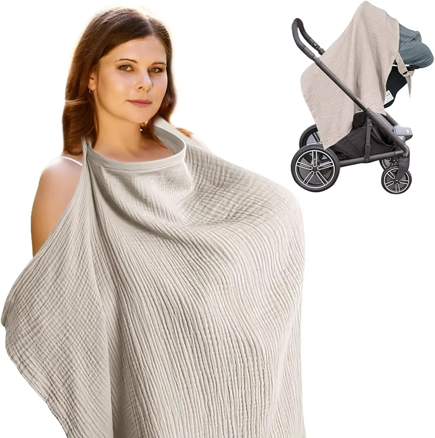 Muslin Nursing Cover for Baby Breastfeeding 100% Cotton Breathable Cover Mother Nursing Apron Carseat Canopy Stroller Blankets