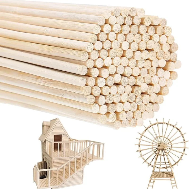 10-30pcs Smooth Bamboo Dowel Rods, 4-8mm Round Wooden Sticks for Precision Model Making & DIY Crafts, Easy to Cut thumbnail 3