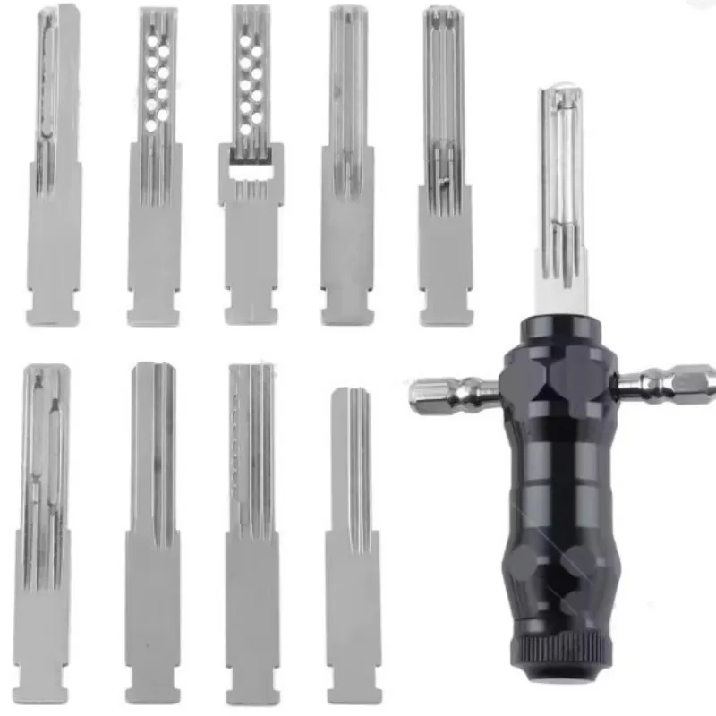 10 in 1 Tubular Lock Pick Set Interchangeable Stainless Steel Keys Unlocking Tool for Locksmith Professional DIY Hand Tool thumbnail 6