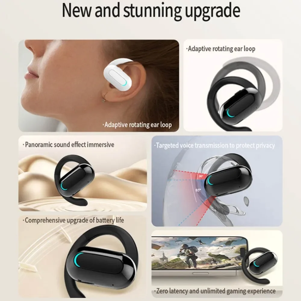 Single Earphone Wireless Bluetooth Headphones 2025 New Version Office Business Noise Cancellation Ultra-Long Battery Life Clear thumbnail 6