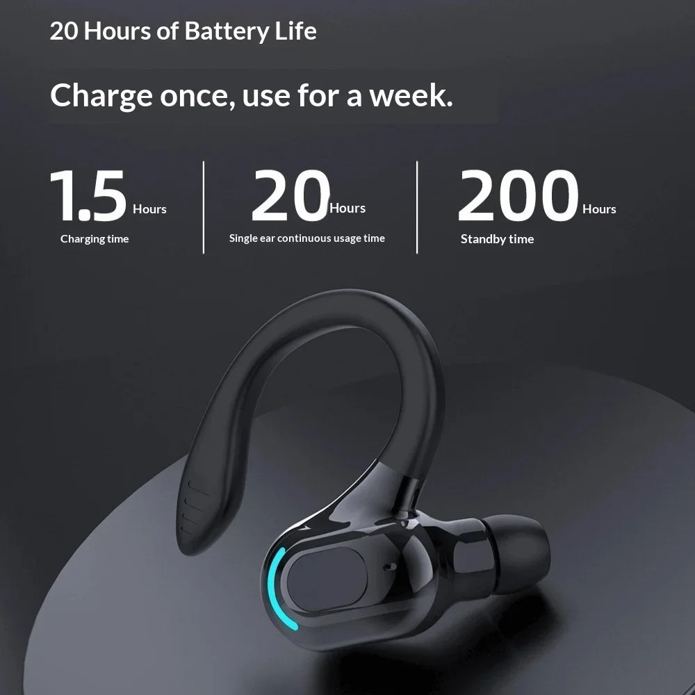 Single Earphone Wireless Bluetooth Headphones 2025 New Version Office Business Noise Cancellation Ultra-Long Battery Life Clear thumbnail 2