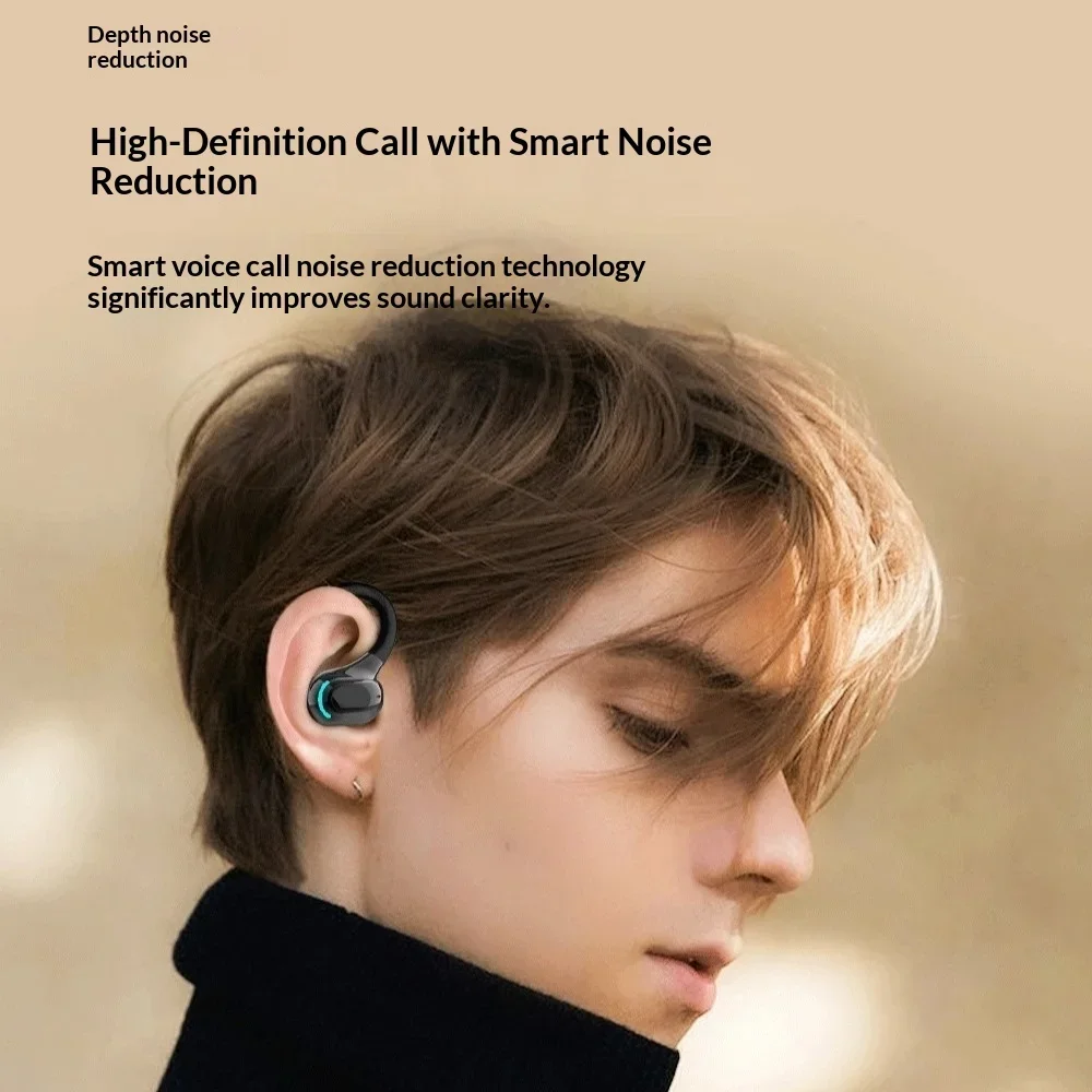 Single Earphone Wireless Bluetooth Headphones 2025 New Version Office Business Noise Cancellation Ultra-Long Battery Life Clear thumbnail 3
