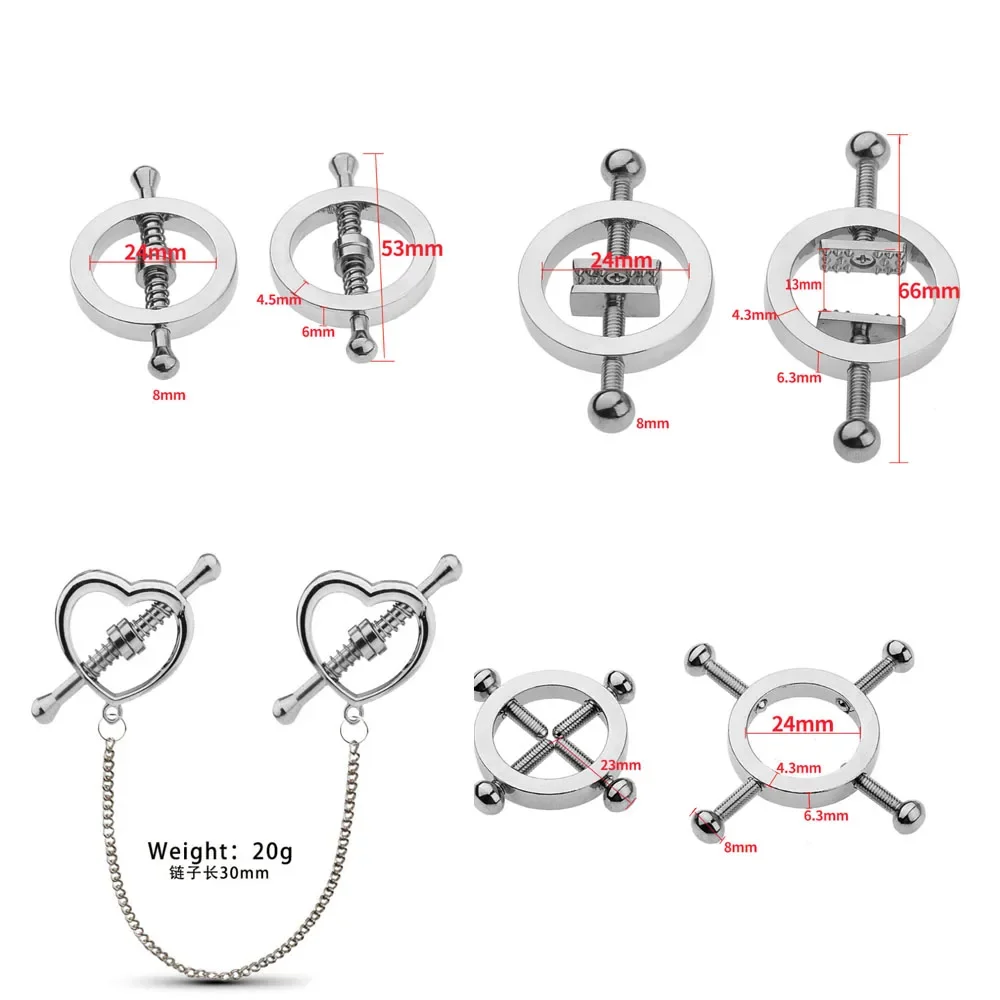 Stainless steel nipple clamp adjustable nipple clamp body restraint female sex toy multiple options to choose from thumbnail 2