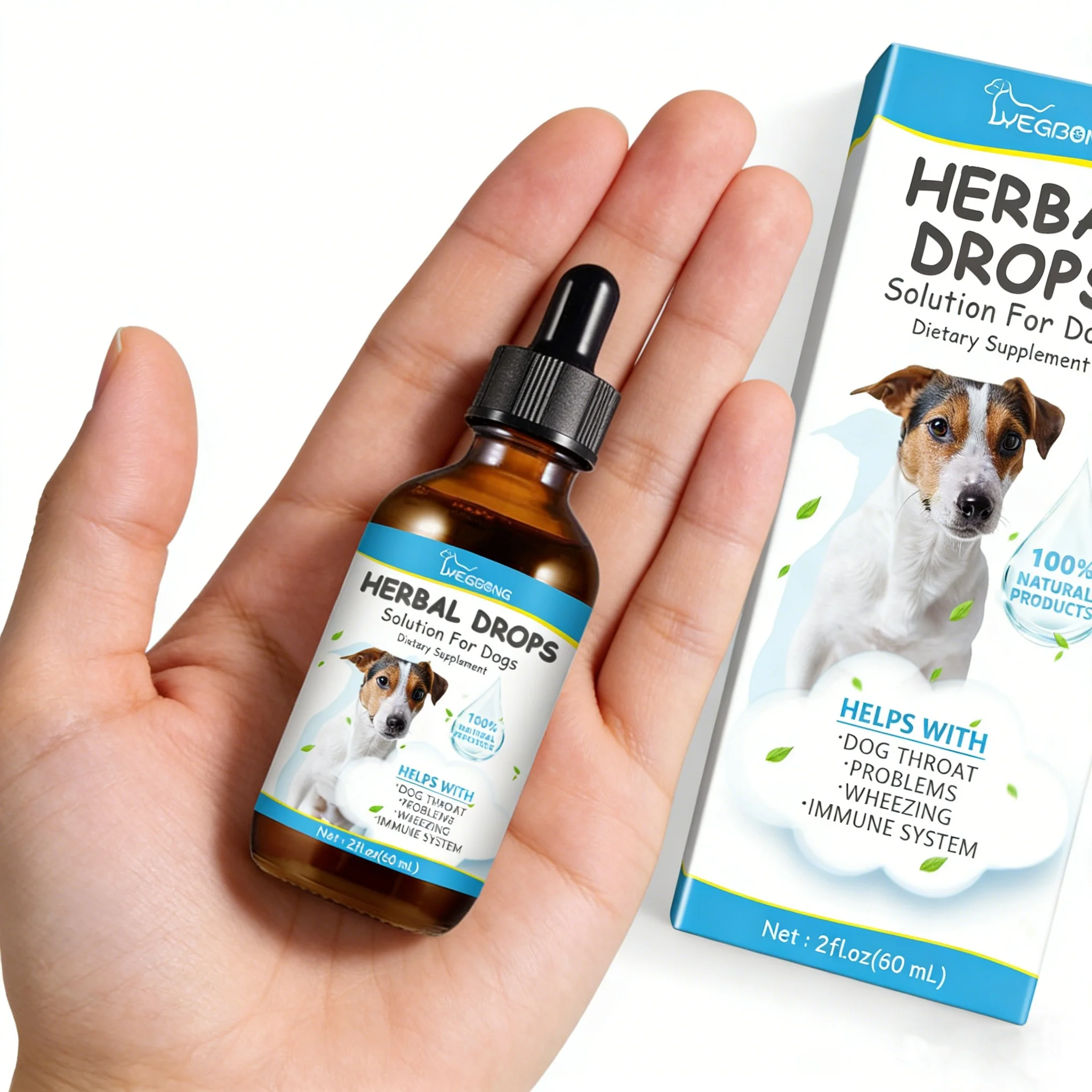 Yegbong Pet Cough Herbal Drops Soother Throat Discomfortable Gentle Formula Safe For Dogs Cats Health Supplement Care Drops 60ml thumbnail 5