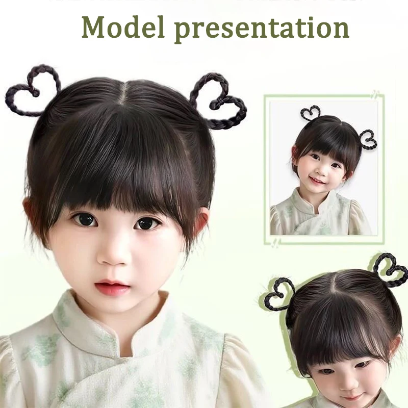 Children's hair accessories wigs heart-shaped braided hair clips hair accessories thumbnail 5