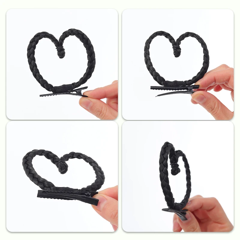 Children's hair accessories wigs heart-shaped braided hair clips hair accessories thumbnail 6