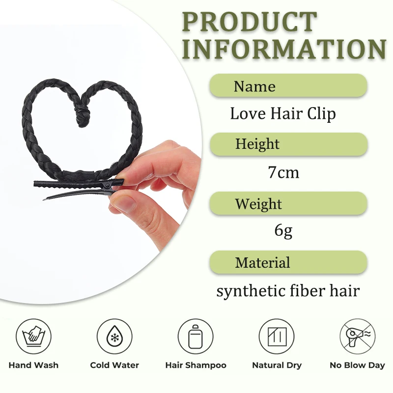 Children's hair accessories wigs heart-shaped braided hair clips hair accessories thumbnail 2