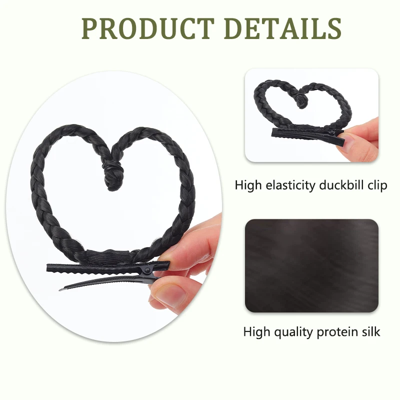 Children's hair accessories wigs heart-shaped braided hair clips hair accessories thumbnail 3