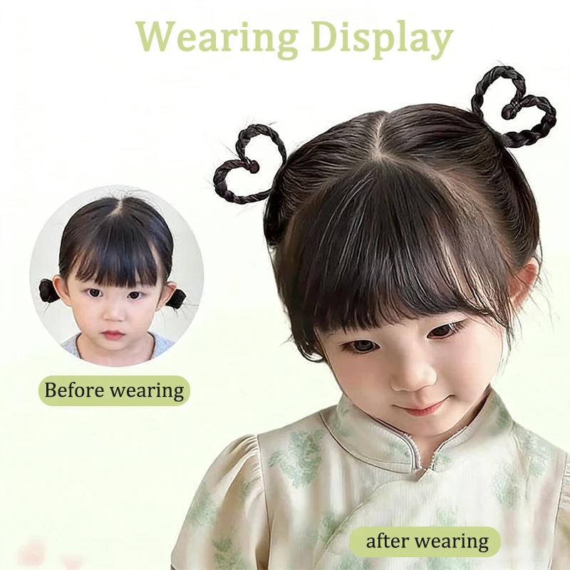 Children's hair accessories wigs heart-shaped braided hair clips hair accessories thumbnail 4