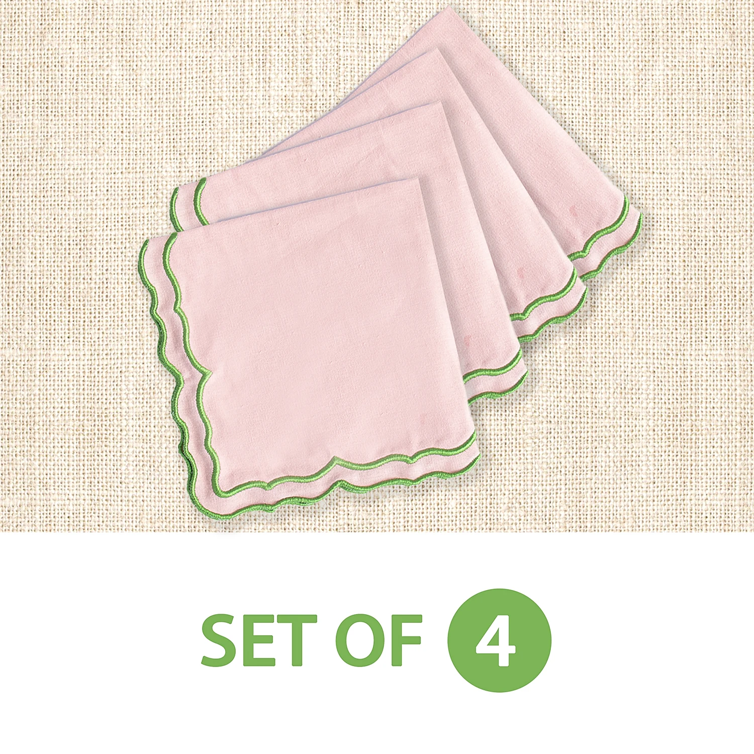 14 Inch Square Pink Placemats with Green Trim – Decorative Table Mat for Dining Table & Home Kitchen Use thumbnail 5