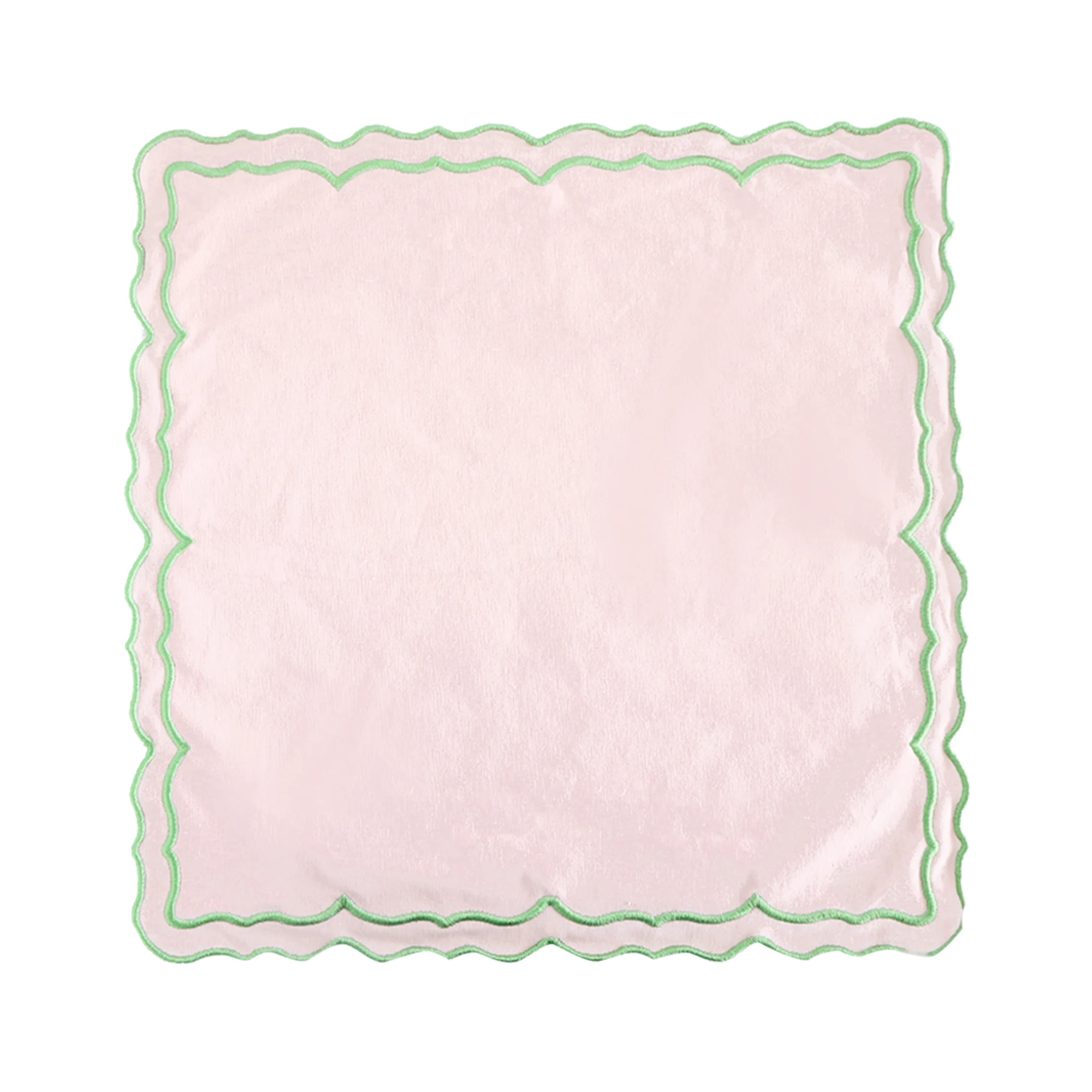 14 Inch Square Pink Placemats with Green Trim – Decorative Table Mat for Dining Table & Home Kitchen Use thumbnail 3