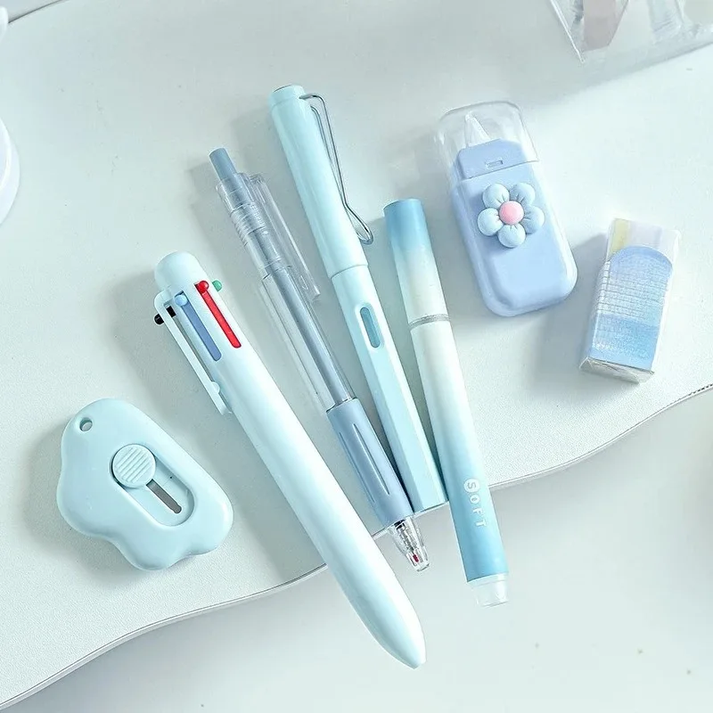 7pcs/set Cream Color Cute Stationery Set Office Supplies School Student Gift Kawaii Writing Supplies thumbnail 4