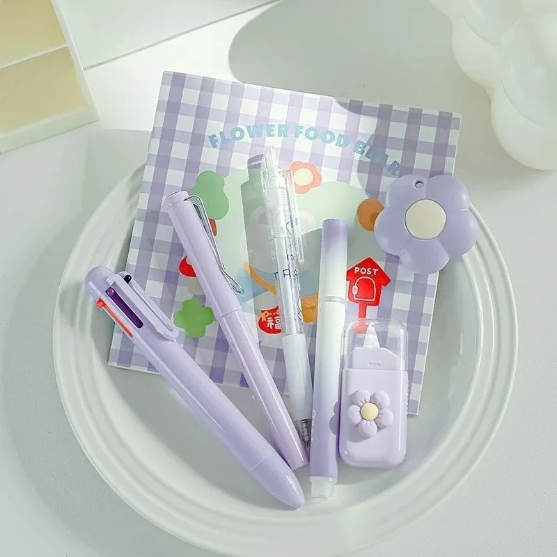 7pcs/set Cream Color Cute Stationery Set Office Supplies School Student Gift Kawaii Writing Supplies thumbnail 2