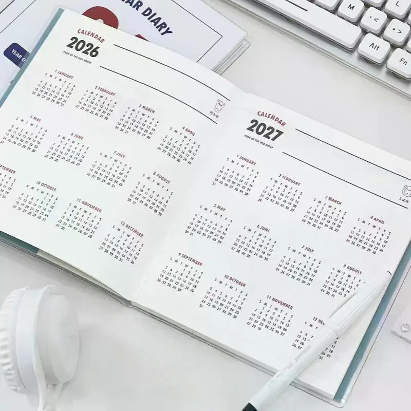 2026 Schedule Life Planner Book Minimalist With Calendar Student Study Diary Retro Journal Notebook Notepad thumbnail 2