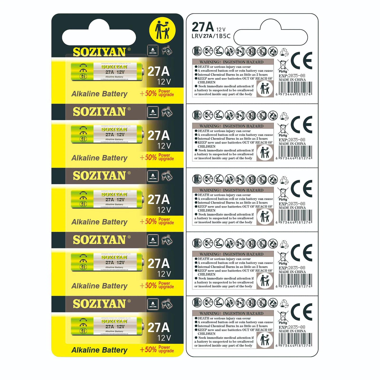 5-100PCS New High Capacity 27A 12V Alkaline Battery  A27 MN27 V27A GP27A Batteries for Car Alarm Remote Garage Door Opener Toys thumbnail 3