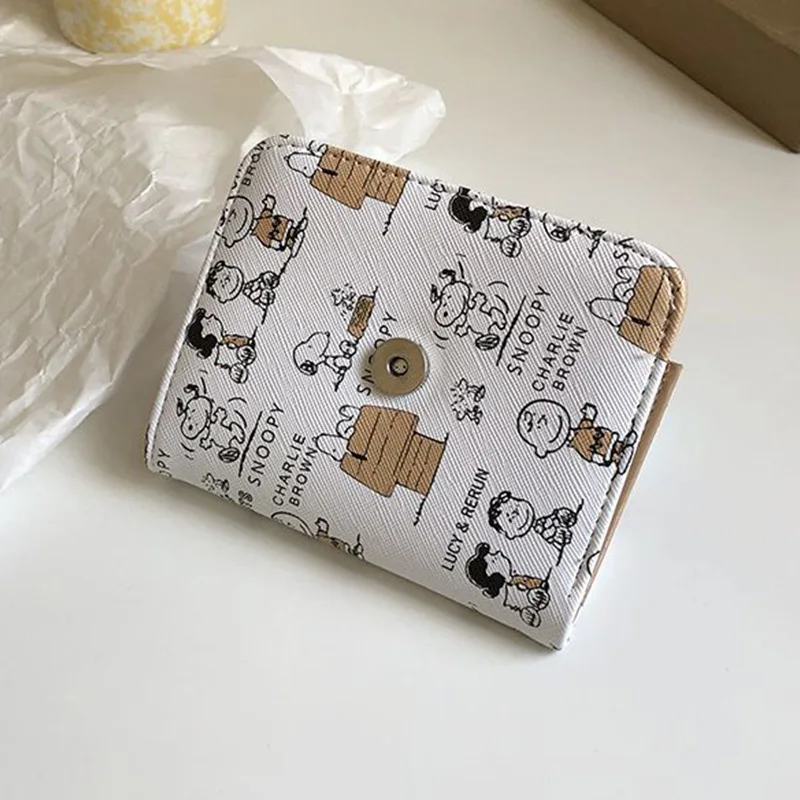 Cute Snoopy Purse Anime Cartoon Short Coin Wallet High Value Zipper Student ID Holders Multi Slot Bag Women Men Birthday Gifts thumbnail 4
