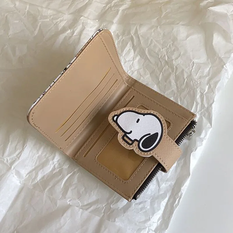 Cute Snoopy Purse Anime Cartoon Short Coin Wallet High Value Zipper Student ID Holders Multi Slot Bag Women Men Birthday Gifts thumbnail 3