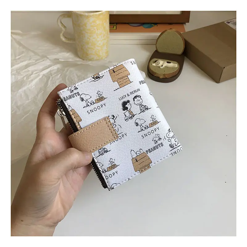 Cute Snoopy Purse Anime Cartoon Short Coin Wallet High Value Zipper Student ID Holders Multi Slot Bag Women Men Birthday Gifts thumbnail 2