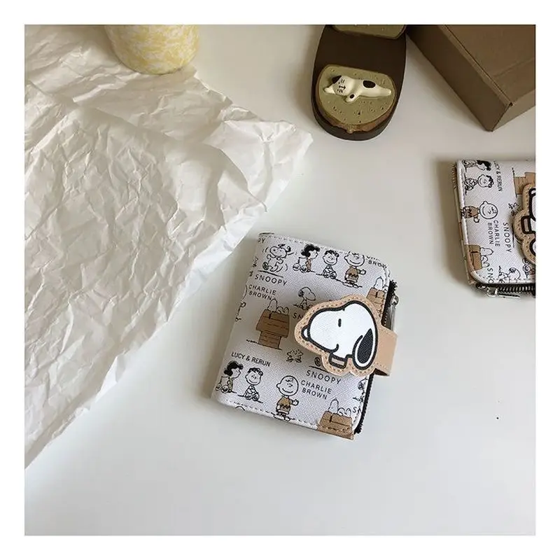 Cute Snoopy Purse Anime Cartoon Short Coin Wallet High Value Zipper Student ID Holders Multi Slot Bag Women Men Birthday Gifts thumbnail 5