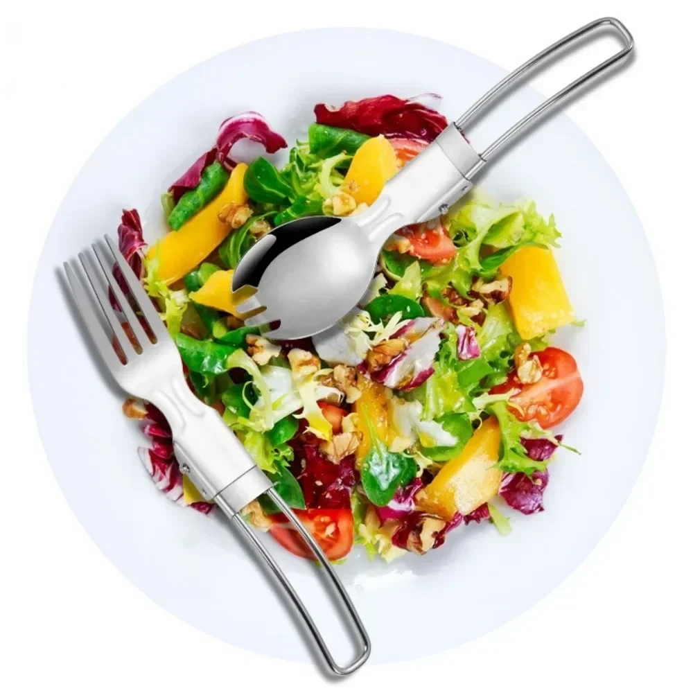 304 Stainless Steel Folding Cutlery Set Portable Spoon Fork for Camping Travel Hiking Picnic Outdoor thumbnail 4