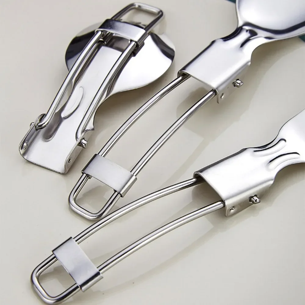 304 Stainless Steel Folding Cutlery Set Portable Spoon Fork for Camping Travel Hiking Picnic Outdoor thumbnail 5