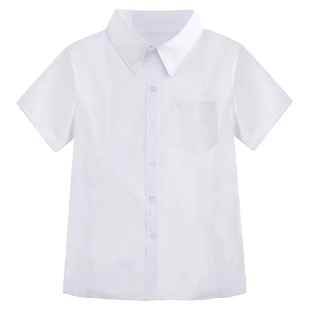Casual Classic White Shirt Basic Preppy Style Loose Fit Shirt Simple Short Sleeve Blouse High School Students