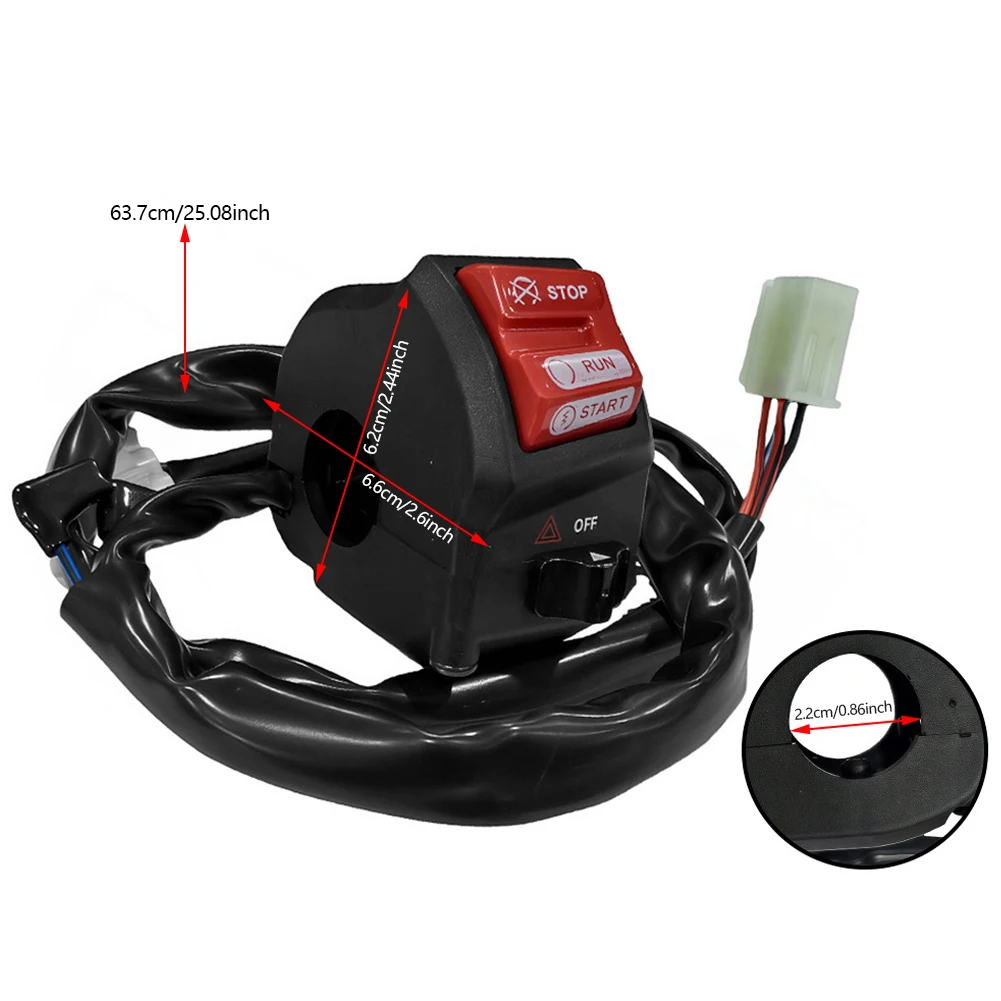 Motorcycle Handlebar Switch Assembly Start Stop Engine Run Start Double Flash Combo Control Replacement Parts thumbnail 6