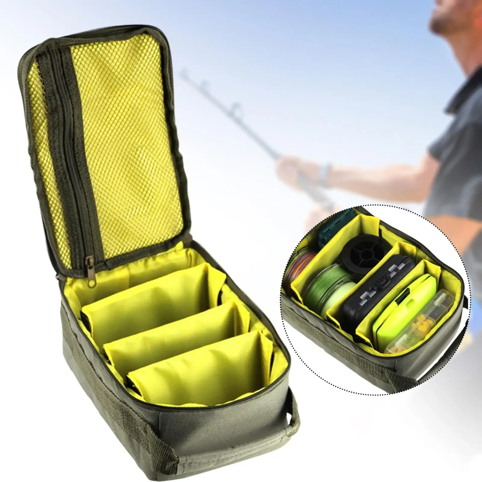 Fishing Tackle Storage Bag Equipment Multifunction with 3 Adjustable Dividers, Fishing Tool, Waterproof Fishing Gear Bag thumbnail 4