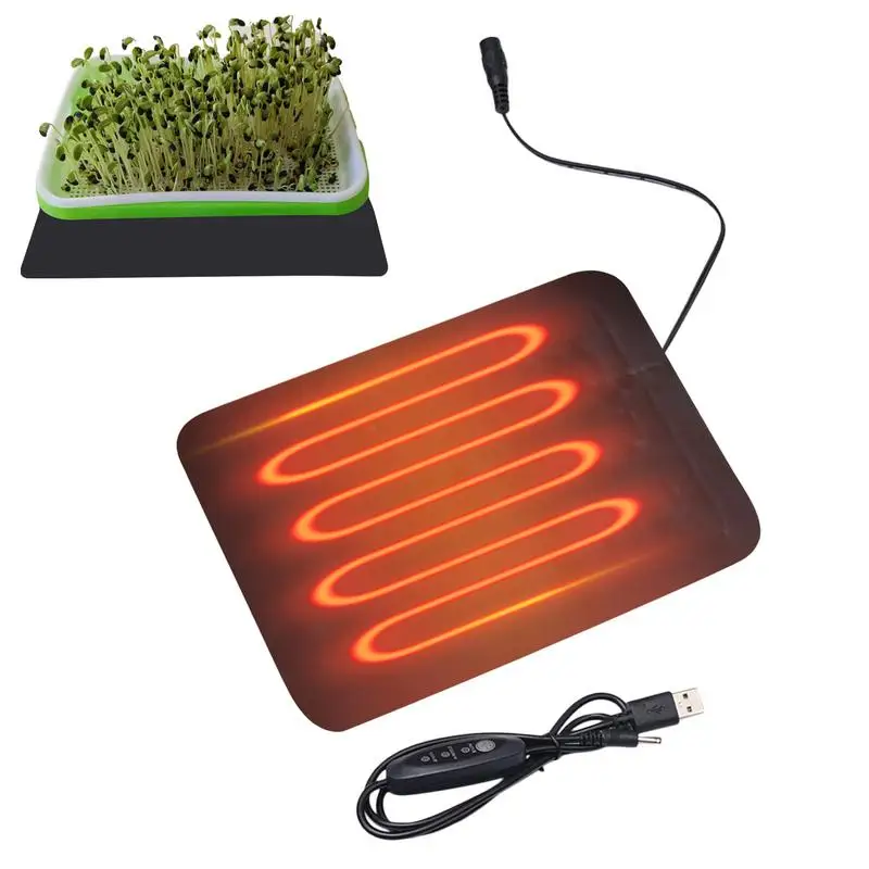 8.5W USB Seedling Heat Mats 3 Adjustable Temp Plant Heating Mats For Seed Starting Brewing Breeding Greenhouses thumbnail 2
