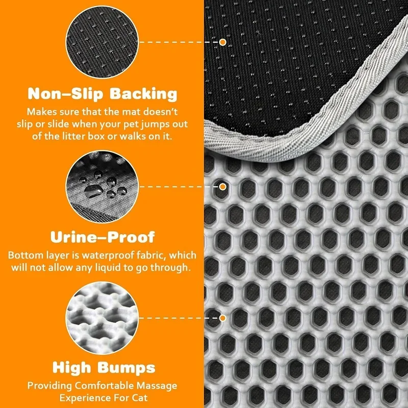Cat Litter Mat Heavy Duty Waterproof 2 Layer Non Slip Washable Pet Floor Protector Litter Box Sand Stopper Pet Product thumbnail 4