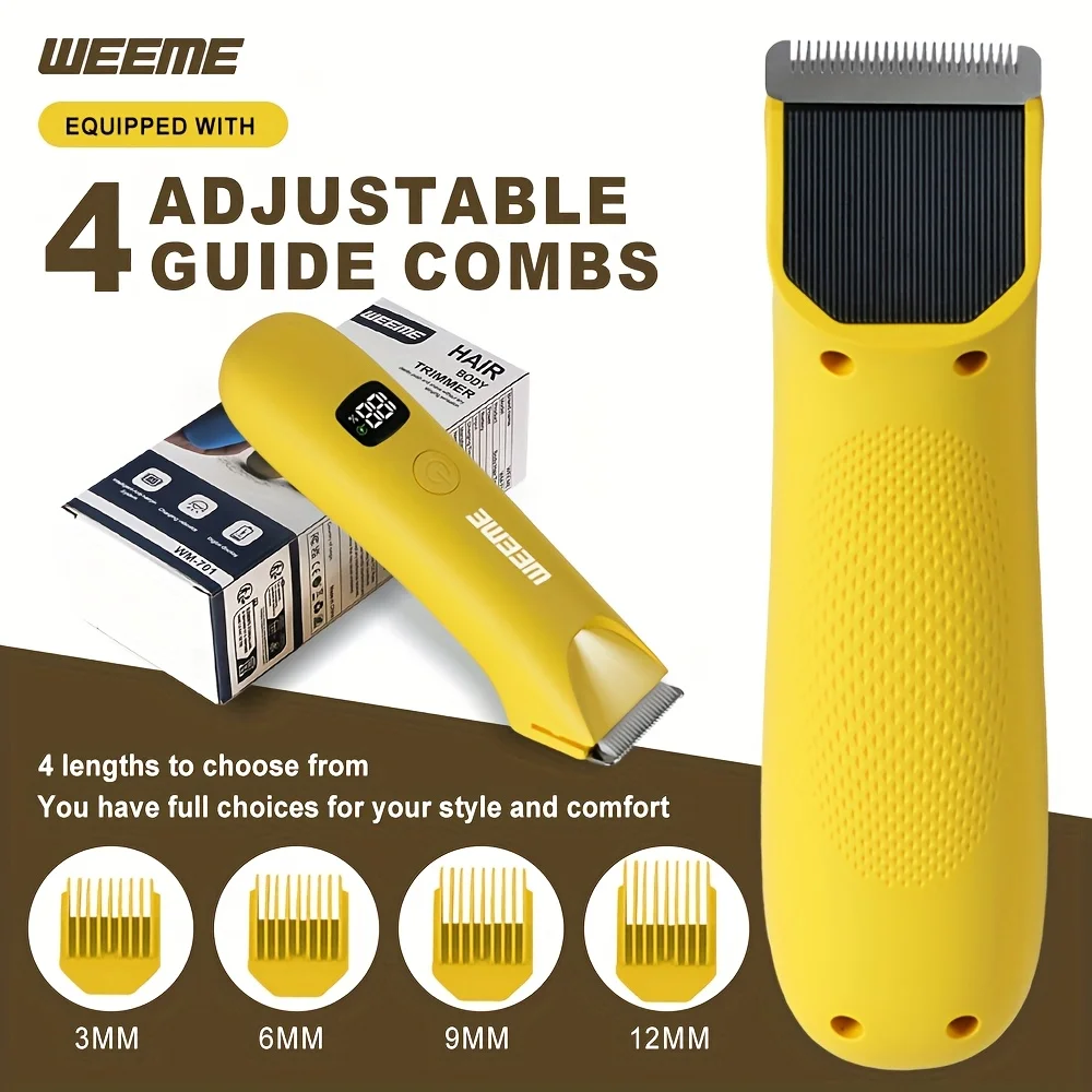 LED Bikini Body Trimmer Painless Hair Removal USB-C LCD 4 Guide Combs 90Min Skin Friendly Cordless for Women Men Gift thumbnail 4