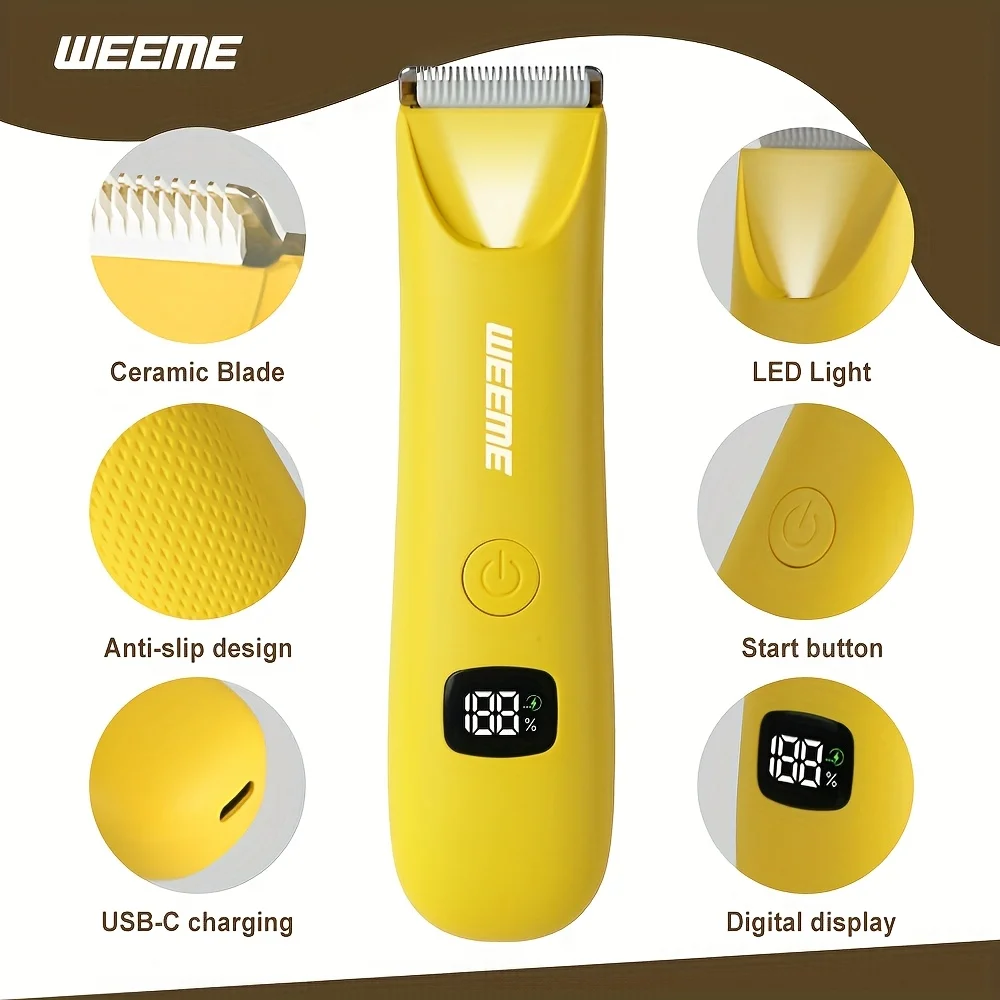 LED Bikini Body Trimmer Painless Hair Removal USB-C LCD 4 Guide Combs 90Min Skin Friendly Cordless for Women Men Gift thumbnail 3