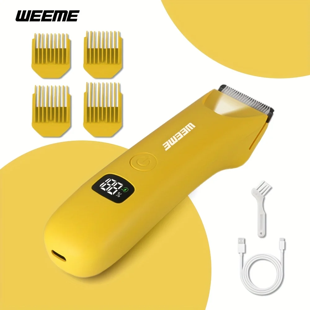 LED Bikini Body Trimmer Painless Hair Removal USB-C LCD 4 Guide Combs 90Min Skin Friendly Cordless for Women Men Gift thumbnail 2