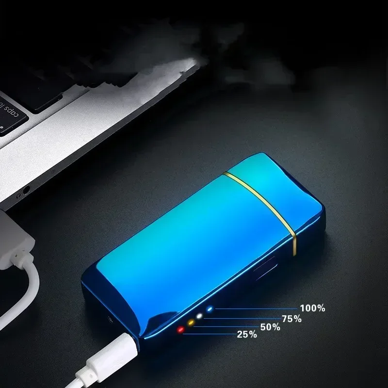 New Electric Lighter, Metal Double Arc Windproof LED Screen Touch Ignition Lighter, USB Charging Portable Lighter, Men's Gift thumbnail 4