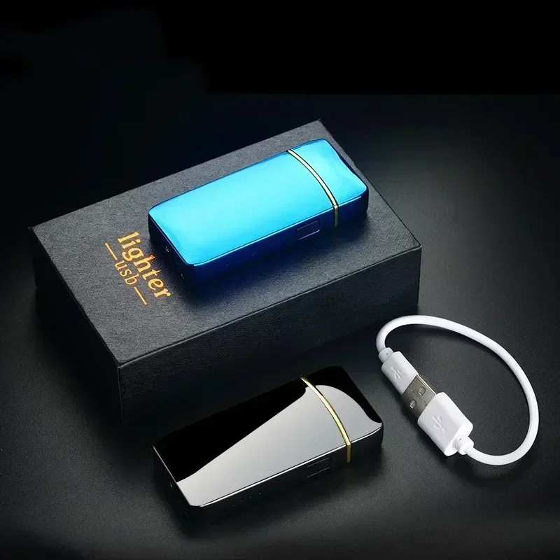 New Electric Lighter, Metal Double Arc Windproof LED Screen Touch Ignition Lighter, USB Charging Portable Lighter, Men's Gift thumbnail 5