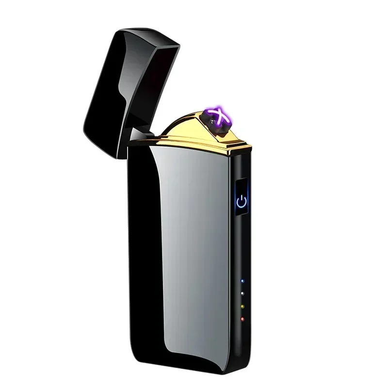 New Electric Lighter, Metal Double Arc Windproof LED Screen Touch Ignition Lighter, USB Charging Portable Lighter, Men's Gift thumbnail 6